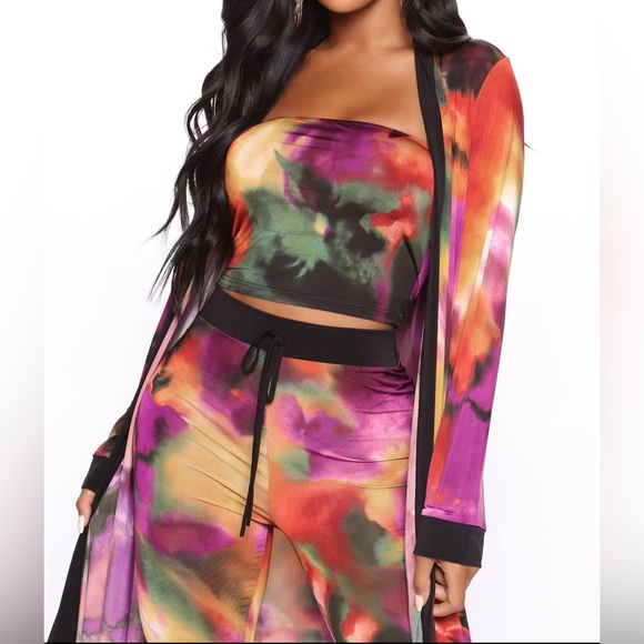 ✨sold✨Fashion Nova 3 Piece Legging Set size L purple/combo High Rise Legging - Picture 3 of 8